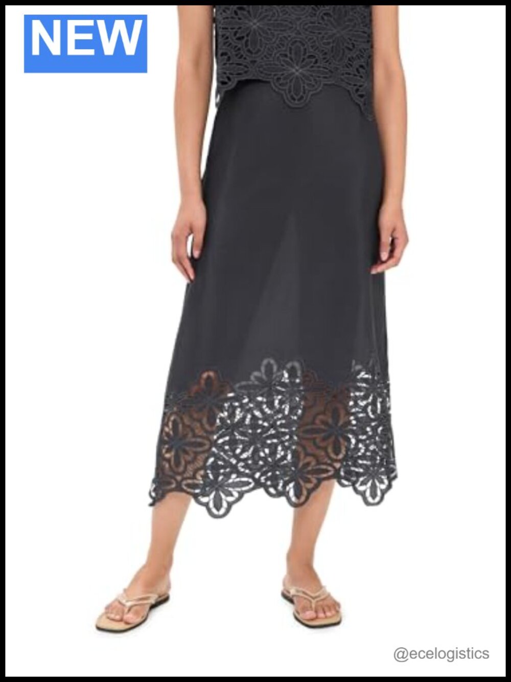 Splendid Pia Pinwheel Eyelet Skirt Midi High Rise Polyester Work